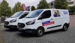 =Ford Transit vom Heizungsbauer TRAPP stehen im September 2020 in Hünfeld