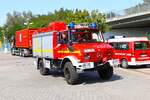 Feuerwehr Schöneck Mercedes Benz Unimog 1300 RW am 31.08.24 bei einer Katastrophenschutzübung am Kraftwerk Staudinger in Großkotzenburg