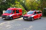 Feuerwehr Frankfurt am Main Hunderettungsstaffel Mercedes Benz Sprinter und Vito am 24.08.24 beim Leistungsvergleich Höhenrettung in Frankfurt am Main