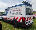 =Torsus Terrastorm als Ambulancefahrzeug eines ungarischen Rettungsdienstes steht auf dem Parkgelände der Rettmobil 2024 in Fulda. Das gezeigte Fahrzeug stammt aus dem Haus Torsus aus Prag auf Allrad-Basis vom VW Crafter II / MAN TGE.