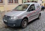 =VW Caddy von Heizung-Sanitär-RANK steht im Dezember 2023 im Rothenburg ob der Tauber