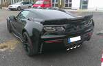 Heckansicht eines Chevrolet Corvette C7 Z06 Coupe`s. Oldtimertreffen an Mo´s Bikertreff in Krefeld am 09.02.2025.