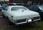 Heckansicht eines Dodge Monaco als Nachbau des Streifenwagens des -Sheriffs von Hazard County- aus der US-Fernsehserie  Ein Duke kommt selten allein .