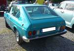 Heckansicht eines  adriablauen  Fiat 128 3P aus dem Jahr 1976. 10. Oldtimertreffen des AMC Duisburg am 25.08.2024 am LaPaDu Duisburg.