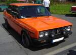 Fiat 131 Mirafiori 2000TC Sonderedition  Walter Röhrl . Auf Basis des 1974 vorgestellten Fiat 131 Mirafiori brachte die Deutsche Fiat im Jahr 1980 Das Sondermodell  Walter Röhrl  auf den Markt. Das Modell war nur als zweitürige Limousine lieferbar. Unter der Haube verrichtet ein Vierzylinderreihenmotor seinen Dienst, der aus 1998 cm³ Hubraum bis zu 140 PS leistet. Oldtimer-Revival auf dem Gelände der Kokerei Zollverein in Essen am 28.07.2024.