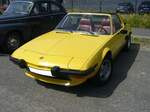 Fiat X 1/9, produziert von 1972 bis 1988. Das Modell X 1/9 basierte auf dem Fiat 128, war aber mit einem Mittelmotor bestückt. Hier wurde ein X 1/9 der ersten, auch A Serie genannt, abgelichtet. Der quer eingebaute Vierzylinderreihenmotor hat einen Hubraum von 1290 cm³ und leistete in den Jahren von 1972 bis 1974 75 PS. In den Jahren von 1974 bis 1978 noch 73 PS. Oldtimertreffen an der  Alten Dreherei  in Mülheim an der Ruhr am 18.06.2022.