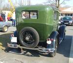 Heckansicht eines Ford Model A Tudor aus dem Jahr 1930. Oldtimerbrunch am Cafe del sol in Gelsenkirchen am 09.03.2025.