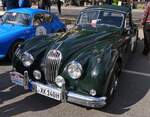 Jaguar XK 140, BJ 1954, konnte nach der Rundfahrt der Luxemburg Classic, auf dem Parkplatz in der Stadt Luxemburg bestaunt werden. 14.09.2024