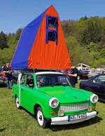 =Sachsenring Trabant 601 S mit aufgebautem Dachzelt, zu bewundern bei der Oldtimerveranstaltung in Frankenberg/Eder.