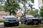 Suzuki Swift Mk2 und Mitsubishi Lancer Wagon (1983-1987) fotografiert in Mai, 2020.