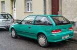 Rückansicht: Suzuki Swift (Viridian Green), 2. Generation, Facelift. Foto: Mai, 2021.