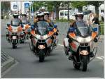 Einige Polizeibeamte mit Ihren Motorrdern in den Strassen von Diekirch. 04.07.10 