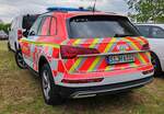 =Audi Q 3 der JOHANNITER RW STUTTGART, gesehen auf dem Parkplatzgelände der RettMobil 2024 in Fulda