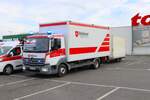 Malteser Darmstadt Dieburg Mercedes Benz Atego LKW (Johannes DaDi 16/64-7) am 06.10.24 bei einer MOT Marsch Übung in Dieburg