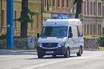 Krankentransportwagen KTW auf Mercedes-Benz Sprinter der Klinikum Chemnitz ggmbh auf Einsatzfahrt zwischen zwei Krankenhäusern am 08.06.2018