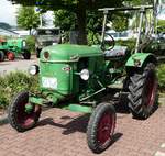 =Deutz D 15, ausgestellt bei der Traktorenausstellung  Ahle Bulldogge us Angeschbach oh Lannehuse  in Angersbach im Juni 2018