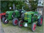 Vorne ein Deutz F1L514; Bj 1950; 15 Ps; 1 Zyl; 1330 ccm, daneben ein Deutz D 6005; Bj 1967; 60 Ps; 4 Zyl; 3400ccm;  Aufgenommen beim Oldtimertreffen in Keispelt(L) am 12.08.2012.