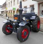 Lanz Bulldog, Baujahr 1938, 1-Zyl.Motor mit 10338ccm und 45PS, Oldtimertrffen Waldkirch 5.Mai 2024