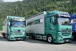 Zwei MB Actros von Gisler Schattdorf die am 14.7.24 beim Trucker Treffen in Ambri stehen.